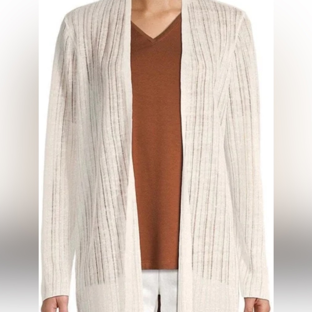 Tahari White Lightweight Cardigan‎